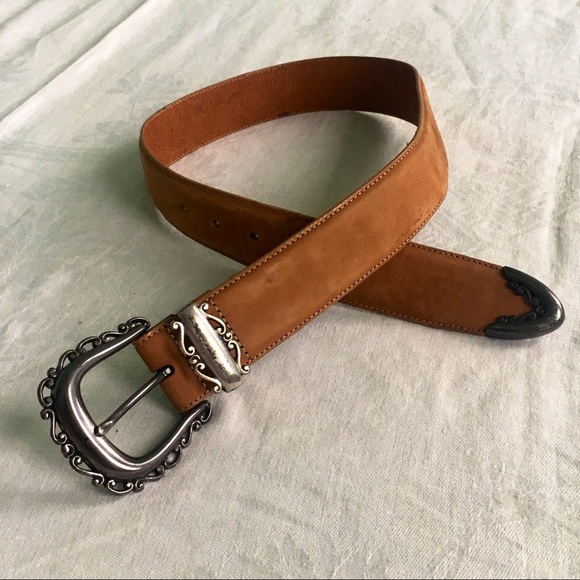 90s Vintage Brighton Western Silver Leather Belt - Picture 7 of 12